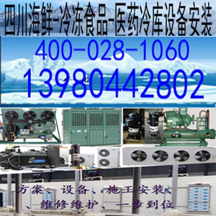 四川成都攀枝花医药冷冻食品海鲜冷冻冷藏冷库冻库设备机组安装
