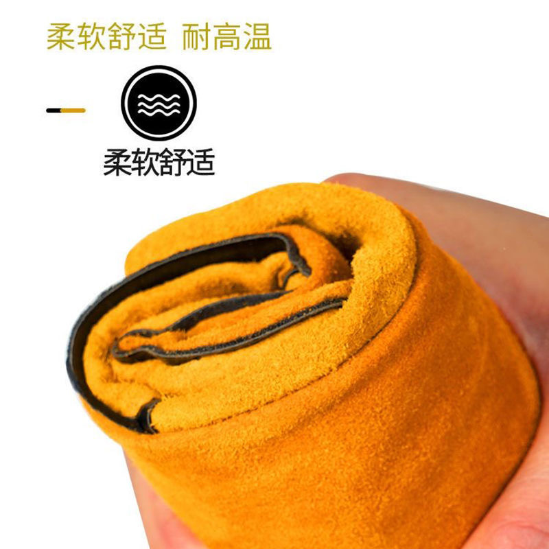 Guante de soldadura de cuero de vaca de doble capa especial para soldadores de soldadura aislamiento térmico alargado resistente al desgaste resistente a alta temperatura soldadura suave soldadura por chispa