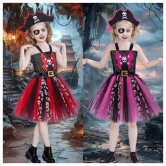 子供の海賊の網の糸の王女のスカートのハロウィンの子供服の女の子のパイレーツ海賊のcosの服装の舞台の公演服