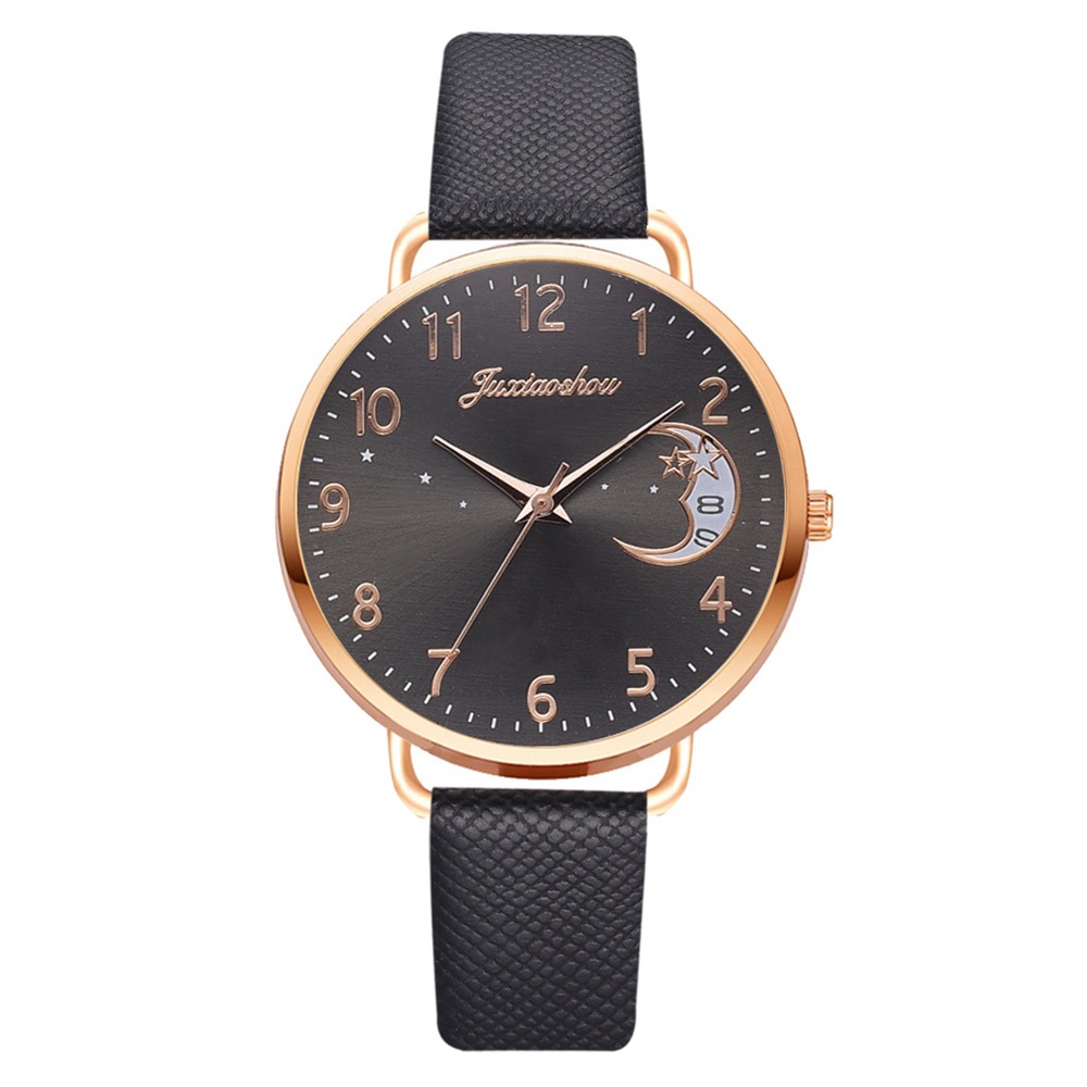 Orologio da studente in oro rosa con cinturino minimalista da donna con motivo stella lunare, nuovo prodotto caldo e alla moda 2024_voghion.com