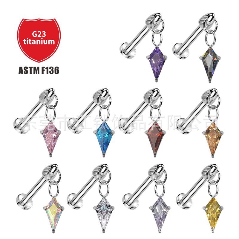 Pointed titanium steel lip stud product view
