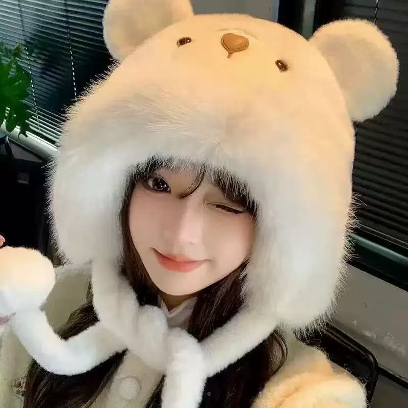 大脸蒙古护耳渔夫帽子男女秋冬季骑车显脸小加绒加厚盆帽防风保暖|undefined