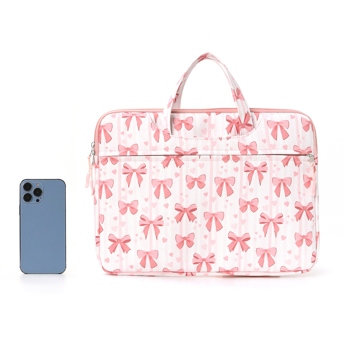 Girly Bowknot Print Laptop Bag 2026 New Portable High-Value Shoulder Laptop Sleeve