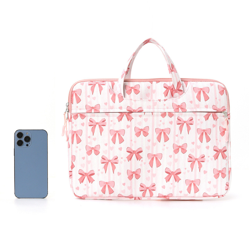Girly Bowknot Print Laptop Bag 2026 New Portable High-Value Shoulder Laptop Sleeve