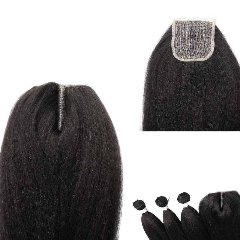 Espejo cruzado europeo americano africano pelucca de mujer luz Yaki pelucca floja parcial larga pelucca recta 3 + 1 bloque de pelo