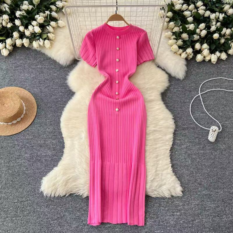 French Retro Knitted dress Autumn Women's Knitted Sweater New Fashion High-end Sense Elegant Slimming Long Dress Trendy