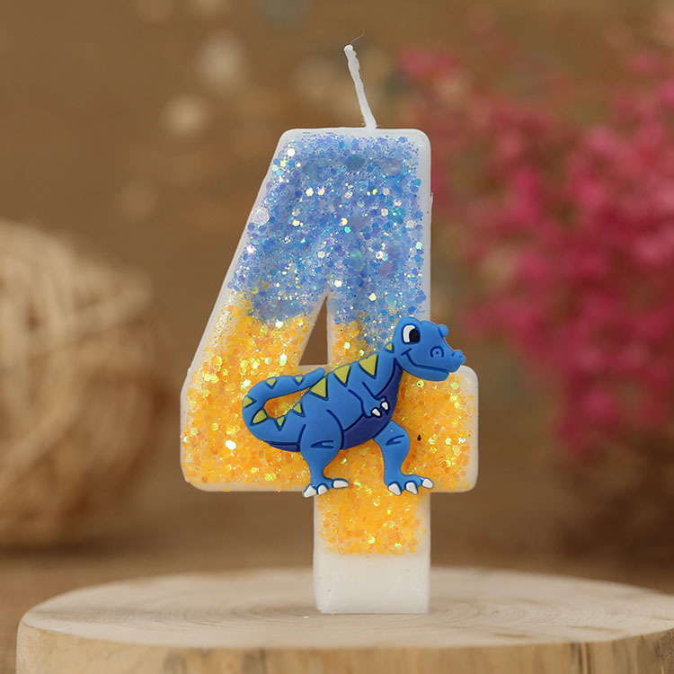 Vela de cumpleaños de niño Decoración de Pastel vela digital forma de dinosaurio anime artesanía vela para comercio electrónico transfronterizo