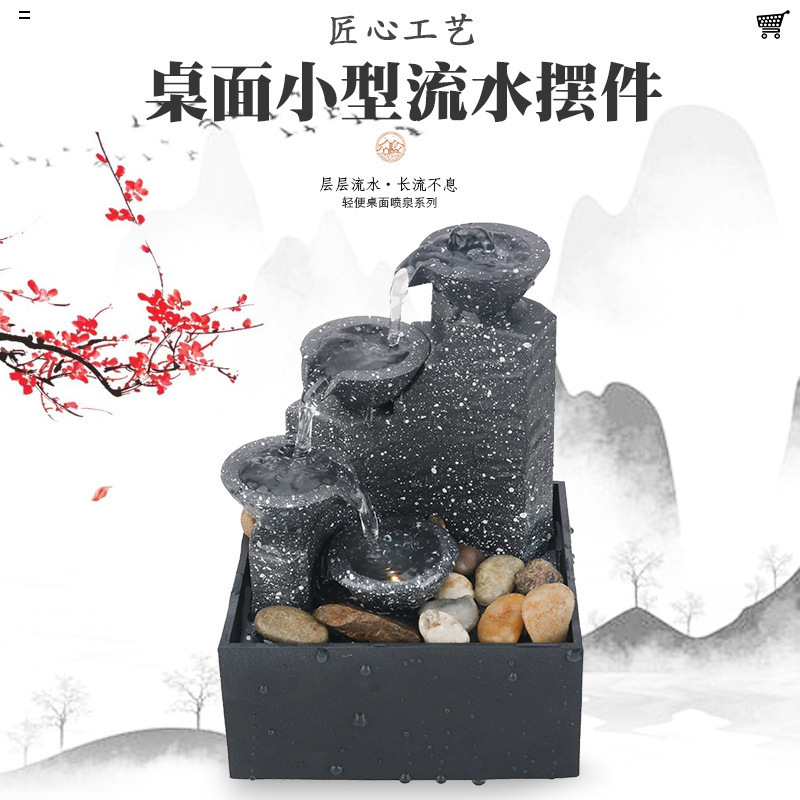 Living Room Home Office Desktop Small Fountain to Attract Wealth and Generate Wealth Flowing Water Large Water Scale Ornaments