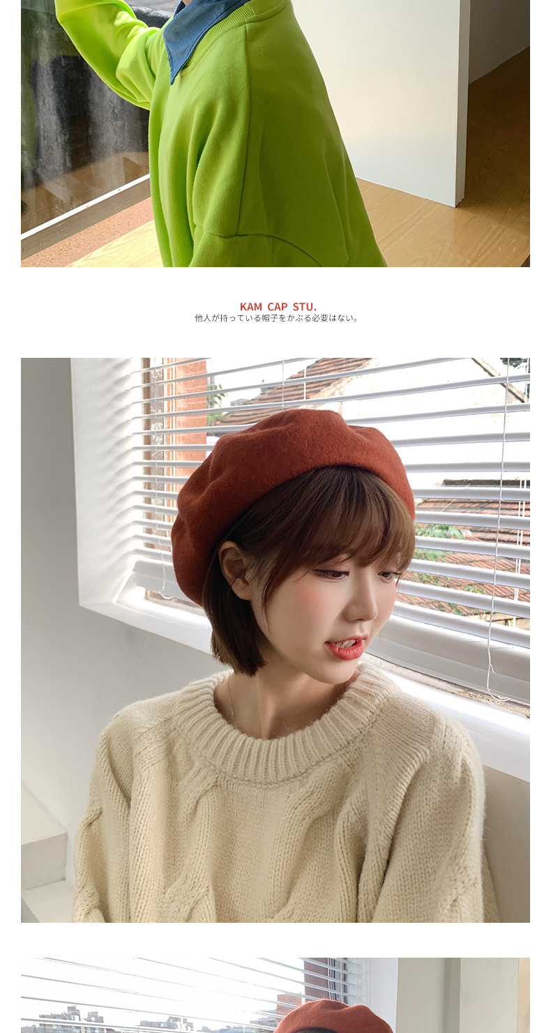 The British retro woolen bud hat for women in autumn and winter is a versatile Korean style and a cute Japanese painter hat trend pic 13
