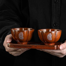 双杯五福临门陶瓷茶具礼盒装功夫陶瓷茶杯主人杯对杯随手礼品杯