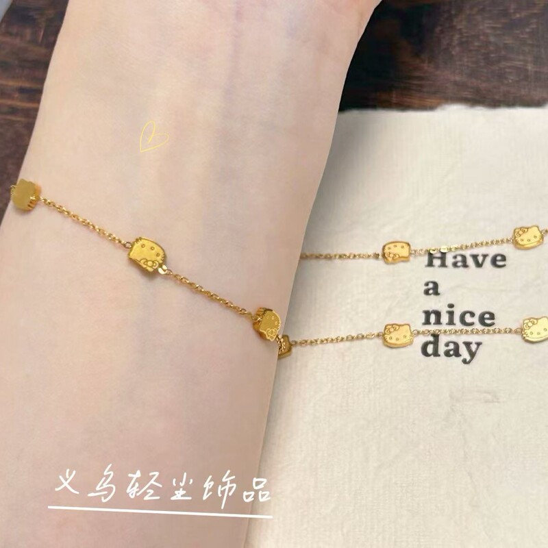 【Can Be Worn in the Shower Without Fading】Kt Cat Bracelet, Light Luxury Style Bracelet, High-End Fashion Versatile Titanium Steel Bracelet