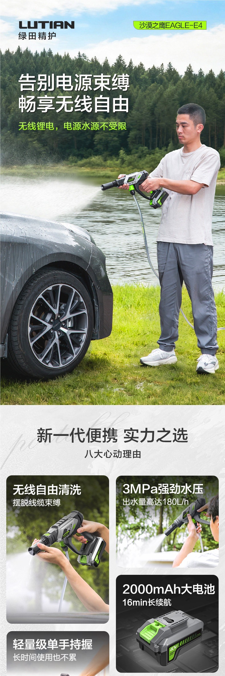Greenfield Wireless Car Washing Machine, Household Lithium Battery High-Pressure Water Gun, Handheld Convenient Charging Car Washing Pump, Cleaning Tool