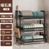 Three layers of elegant black [high-quality thickened version] + chopstick holder + knife holder + chopping board holder + hook 3