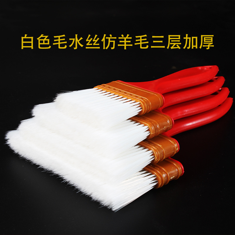 Cepillo de lana de mango de plástico cepillo de seda de mango rojo a base de agua 1 pulgada 2 pulgadas 3 pulgadas 4 pulgadas cepillo de pintura de látex cepillo de lana suave