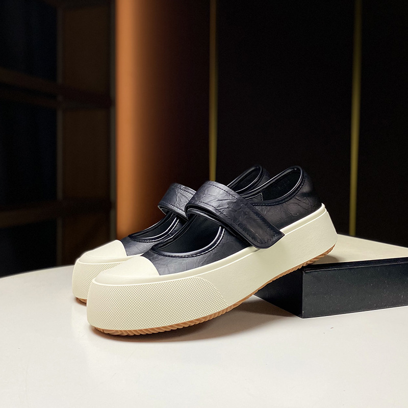 French Mary Jane 2024 Spring New Ugly Cute Big Toe Velcro Thick Sole Single Shoes_voghion.com