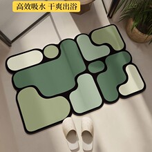 跨境亚马逊简约拼接硅藻泥吸水防滑浴室地垫卫生间门口耐脏脚垫