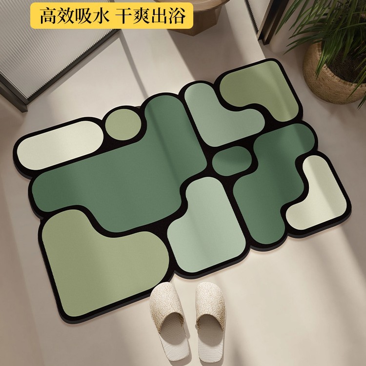Cross-Border Amazon Simple Splicing Diatom Mud Water-Absorbent Anti-Slip Bathroom Floor Mat Bathroom Door Stain-Resistant Foot Mat