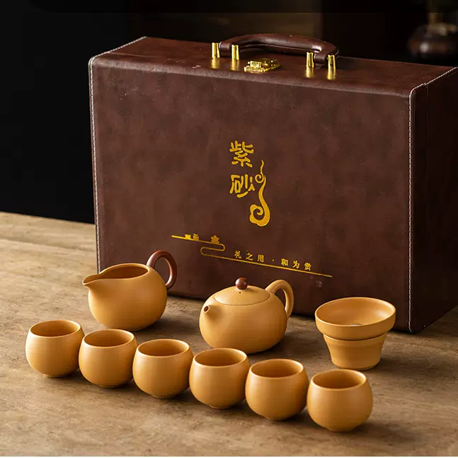 手工黄金段泥紫砂西施壶功夫茶具套装家用凤鸣壶套组高档礼盒装批