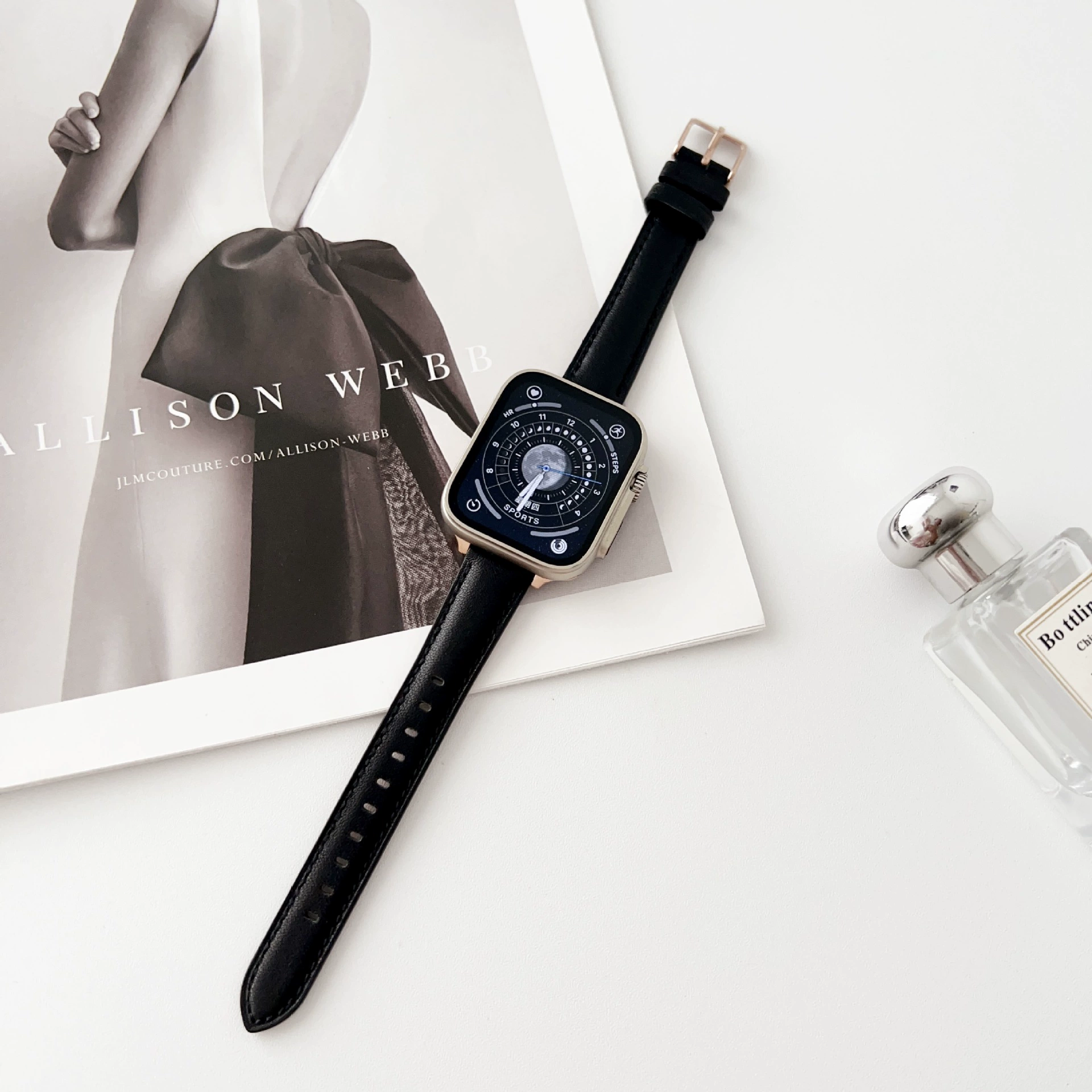 Подходит для Apple 7-го поколения часов, ремешок для Apple Watch 456SE плоские линии кожа розовая пряжка ремешок spot