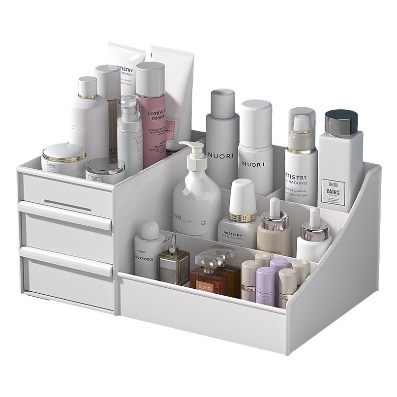 Cajón caja de almacenamiento de cosméticos gran joyería organización escritorio tocador de plástico máscara lápiz labial rack de almacenamiento