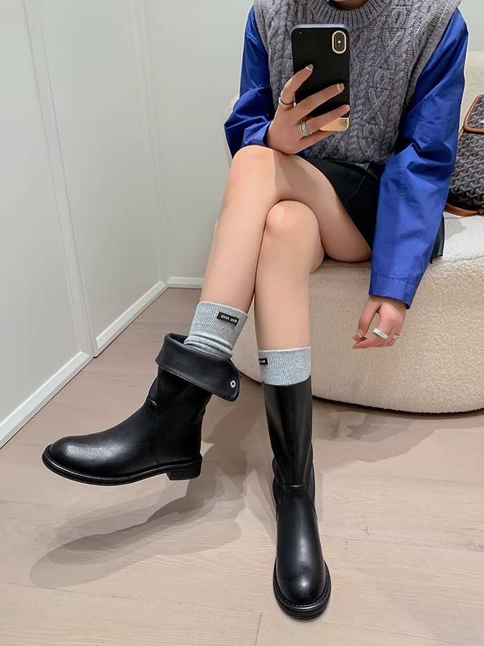 Western Style Mid-calf Knight Boots Women's Retro Ankle Boots_voghion.com