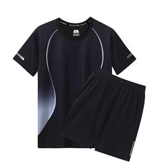 Men's Summer Sports Set, Fitness Clothes, Ice Silk Quick-Dry Short-Sleeve T-Shirt, Basketball Training Shorts, Running Apparel