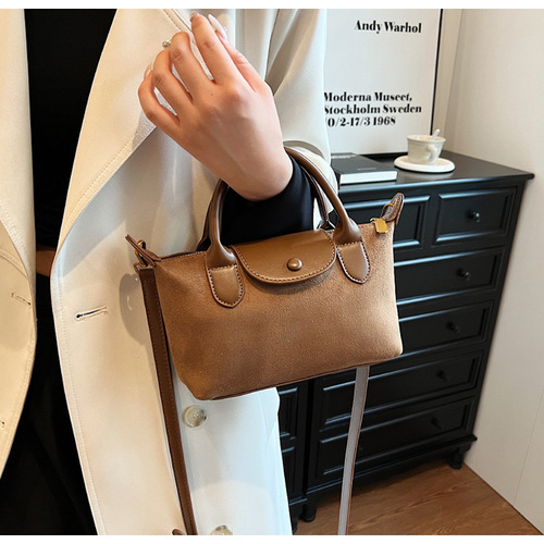 French-style popular matte leather dumpling bag for women,  new Korean version fashionable top-handle bag, versatile crossbody bag