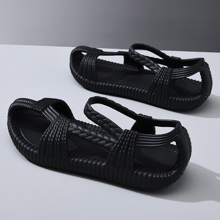 Sandals Men's Summer EVA Retro Ethnic Style Sandals Non-Slip Lightweight Breathable Outer Wear Beach Sandals for Women