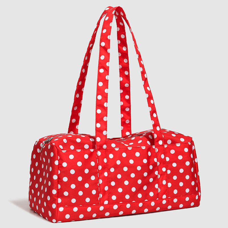 New Korean-style fresh black and white polka dot large-capacity shoulder bag, casual versatile travel handbag for women