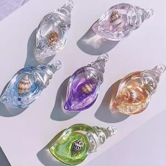 Colorful Luminous Conch Snail DIY Cream Glue Keychain Bag Earrings Pendant Acrylic Jewelry Ornaments