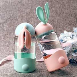 创意可爱兔子玻璃杯女便携学生水杯韩版小容量随手杯礼品广告杯子
