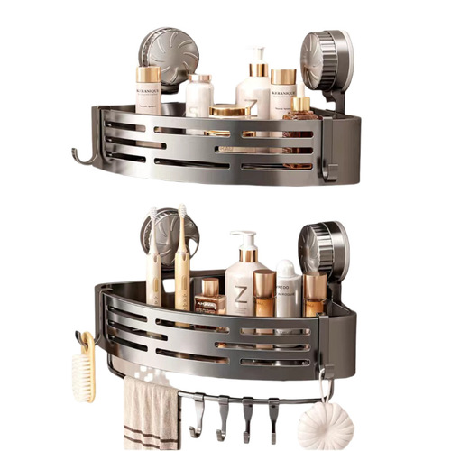 Bathroom Suction Cup Shelf, Punch-Free Bathroom Wall-Mounted Triangular Basket for Washbasin, Toilet Storage Rack