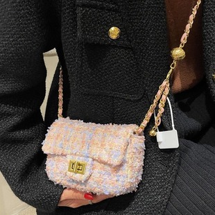 Demi-season small fashionable shoulder bag, small bag, one-shoulder bag, internet celebrity, Chanel style, cotton and linen