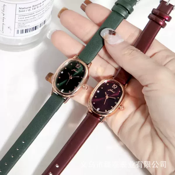Retro minimalist oval student watch, niche high-end fashion women's watch, pearl quartz ladies' watch, manufacturer wholesale
