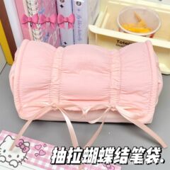 蝶結びバレエ風筆箱高価値インスタイルグリーングラスグリーンミルク文具箱女の子用2025新スタイル