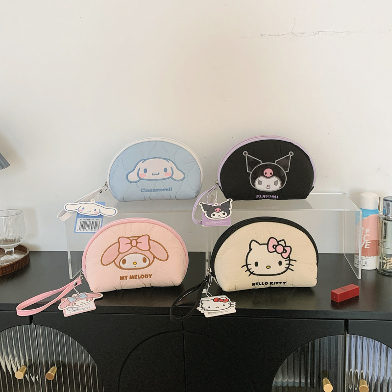 New Sanrio Genuine Cute down Fabric Portable Makeup Bag, Thickened Anti-Fall Cosmetic Bag, Handbag, Toiletry Bag for Women New Sanrio Genuine Cute down Fabric Portable Makeup Bag, Thickened Anti-Fall Cosmetic Bag, Handbag, Toiletry Bag for Women
