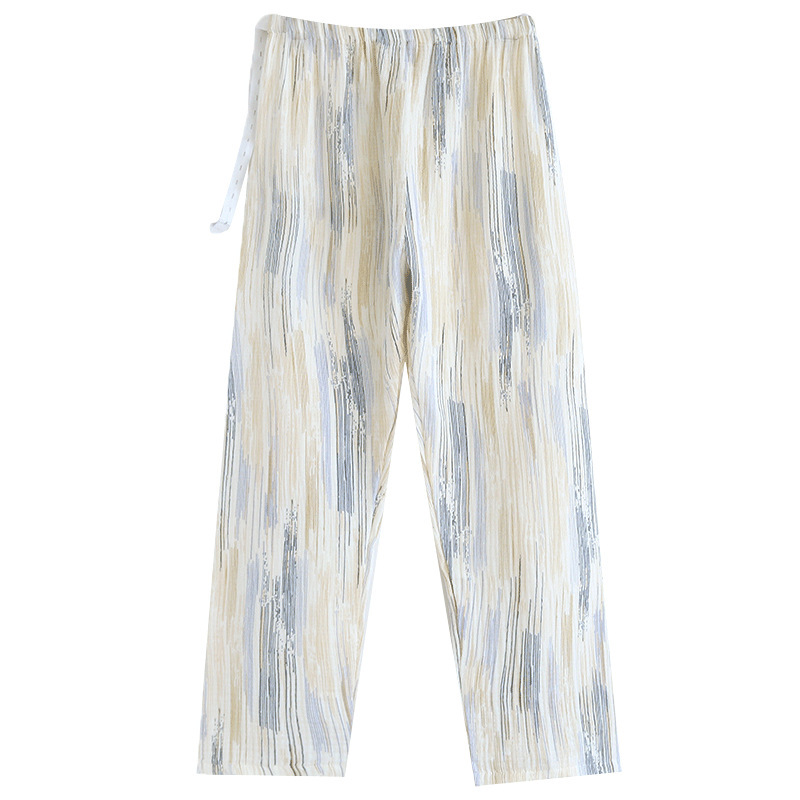 Cotton Gauze Yuezi Double-layer Crepe Pregnant Women's Pajama Pants Spring and Autumn Women's Adjustable Stomach-free Postpartum Thin Home Pants Summer