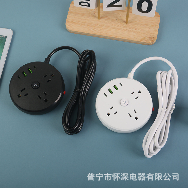 2USB + 2Type-c redondo 3 - bit 9 - hole con protección contra sobrecarga América del Sur 6FT México 110V