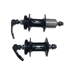 Mountain bike cassette bearing hub, aluminum bearing retainer front and rear 32/36 hole black axle skin