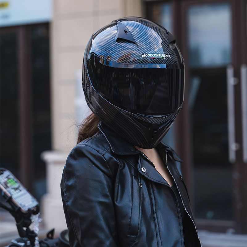 Motorcycle Full-Face Helmet for Men, 3C Certified, Racing Style, All-Season Universal, Personalized Motorcycle Riding Full-Cover Warm Helmet for Women