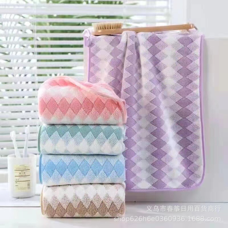 Thick coral fleece large towel 30*70 large towel household absorbent soft plaid two yuan department store wholesale