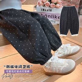 灯笼裤女童裤子秋季2026新款洋气儿童秋装波点休闲裤女宝宝春秋款