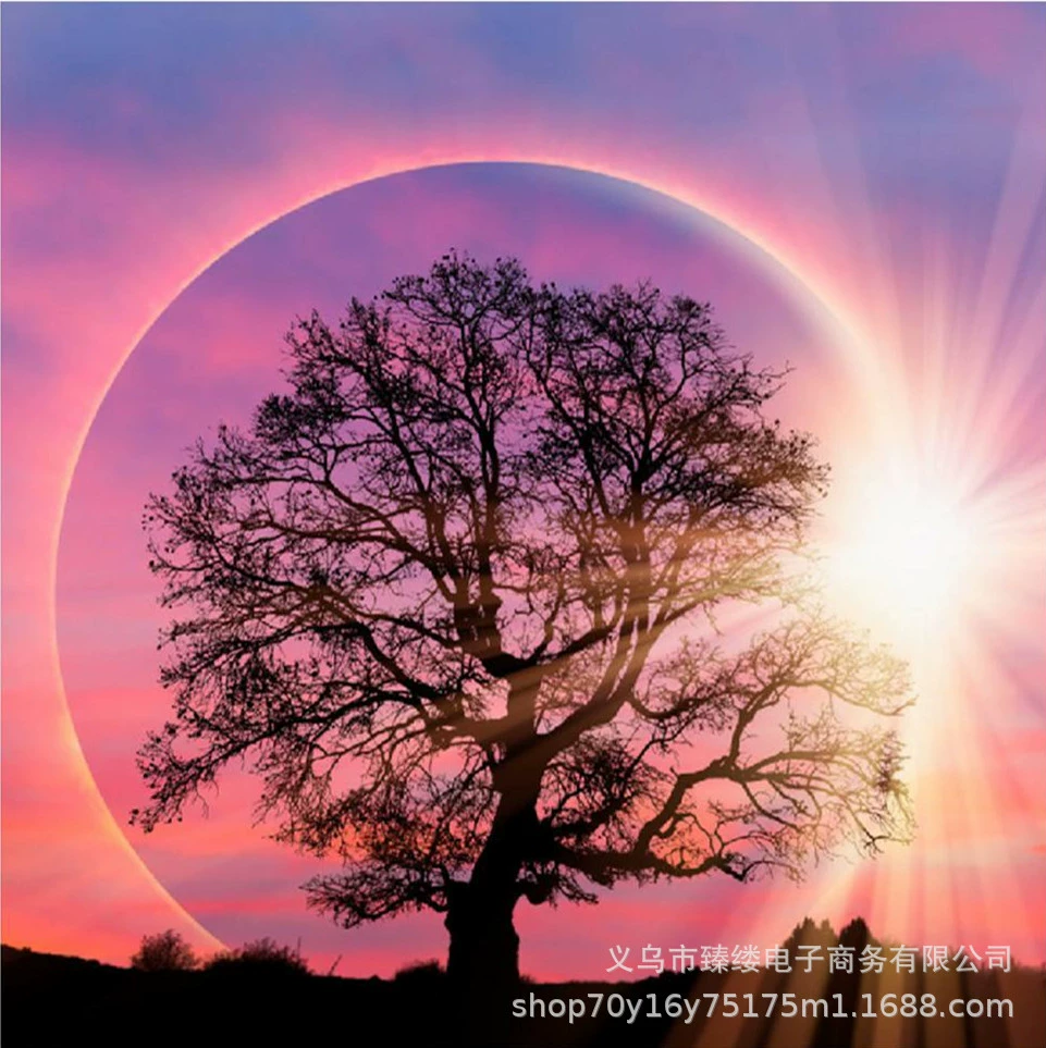 [新款5d钻石画钻石绣画系列月亮树与跨境批发十字绣贴钻石刺绣画]