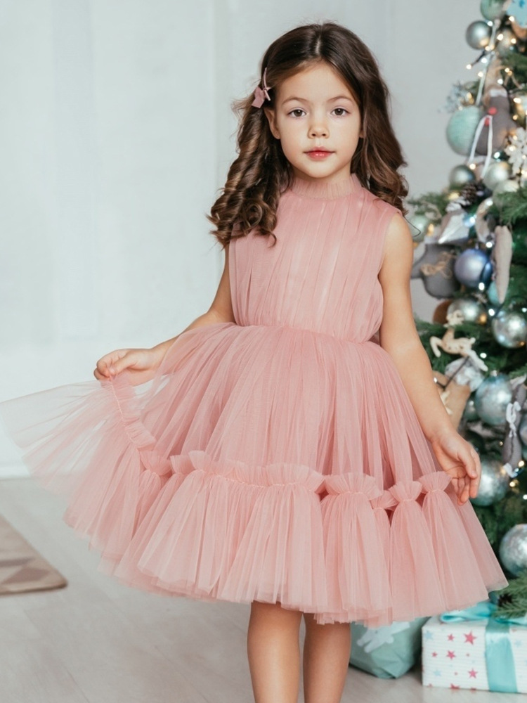 Abito in tulle stile principessa per bambine, ideale per feste, servizi fotografici e occasioni speciali, con design da presentatrice, per bambine da 0 a 3 anni._voghion.com