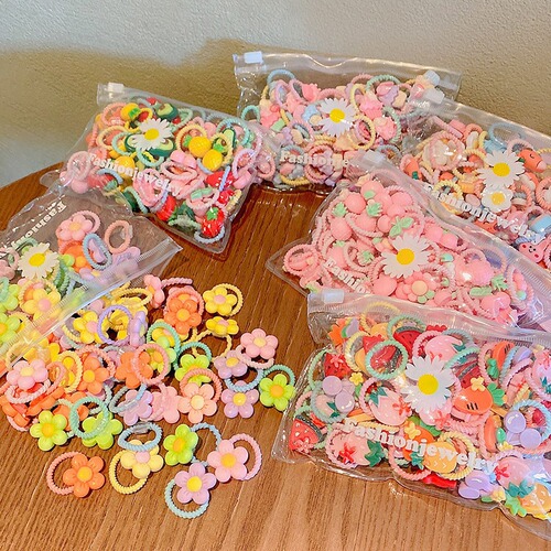 Children's elastic hair tie cute hair accessories hair ribbon for girls, baby headband with flowers, cartoon hair rubber band hair decoration