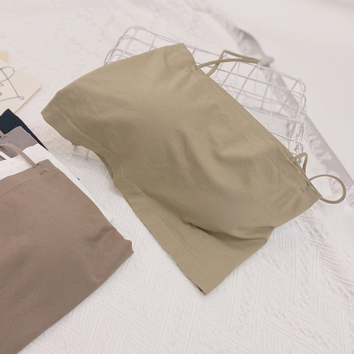 Short beautiful back camisole women's summer inner wear knitted outer bra with breast pads one-piece bottoming sexy top