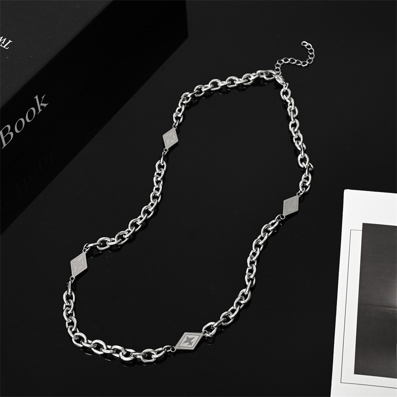 Necklace Classification Hip-Hop Vintage Style Rhombus Titanium Steel Polishing Men's Necklace Men Chain Necklaces