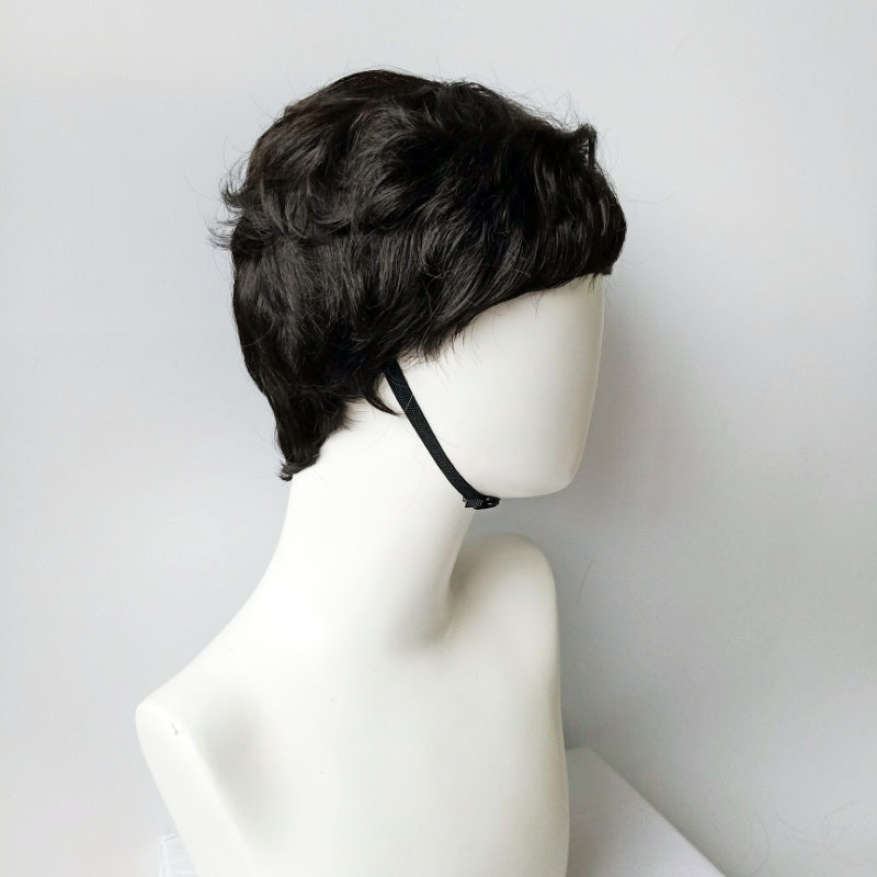 Unisex Fashion Holiday High-temperature Fiber Slanted Bangs Bangs Short Curly Hair Wigs display picture 4