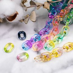 Acrylic plastic transparent high-gloss two-color 14*19 chain buckle open ring jewelry mobile phone case accessories