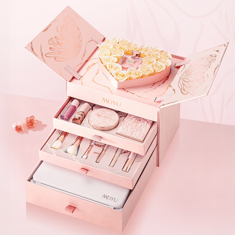 피는 선물 상자 [꽃이있는 4 층 화장품 거울]]